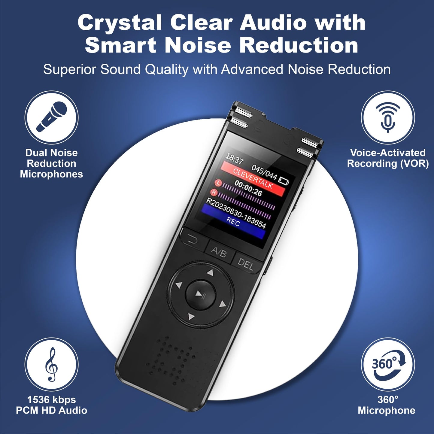 CleverTalk SmartRec – Grabadora de Voz Profesional 128GB con App IA