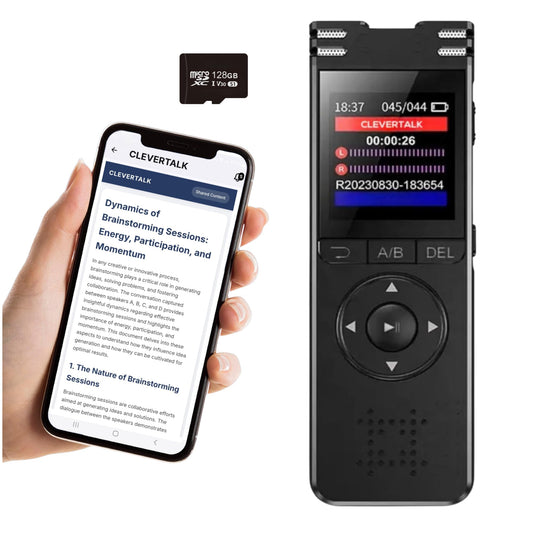 CleverTalk SmartRec – Grabadora de Voz Profesional 128GB con App IA